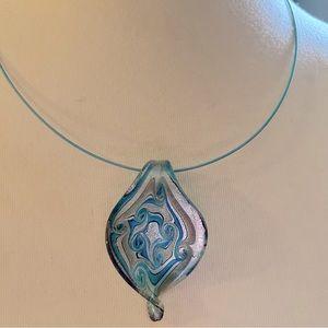 Mt St Helens ash blown glass pendant necklace